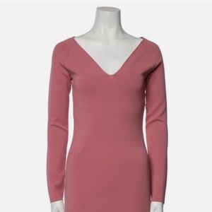 Stella McCartney berry pink Midi Bodycon Dress, size Boat Neck Cap Sleeve Sz 42